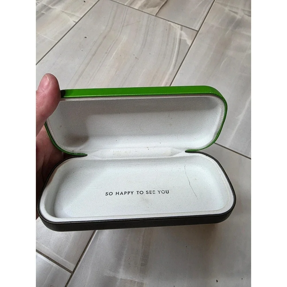 Kate Spade New York Green and Brown‎ Hard Shell Eyeglass Case So Happy To See Z2